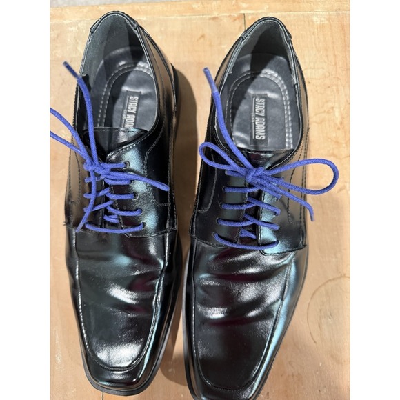 Stacy Adams Black Patent Leather Dress Shoes Men\'s Size 8.5M With Purple Laces main image 9